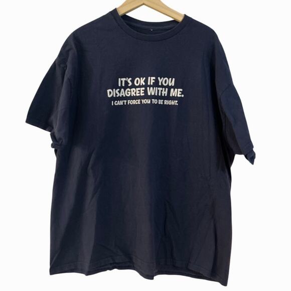 Men's It's Ok If You Disagree Funny Short Sleeve Tee Shirt Blue XXL - Picture 1 of 3